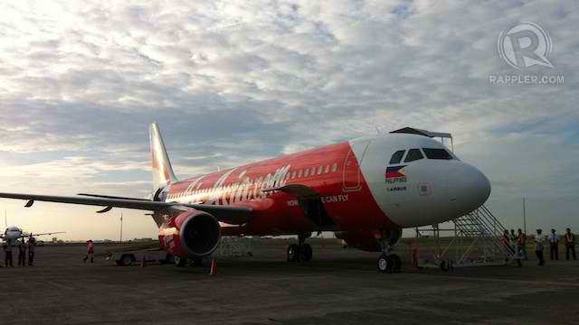STALLED. A plane of AirAsia Zest skidded off the run way of Kalibo airport.File photo by KD Suarez/Rappler