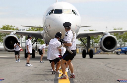 HEAVY? New Airbus aircraft in a ceremonial pull. Photo by AFP