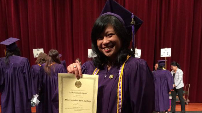FORBIDDEN POSSIBILITIES. Akiko Aspillaga graduates from San Francisco State University in 2013. She advocates for the rights of undocumented Asian and Pacific Islanders. Photo from Aspillaga's Facebook account