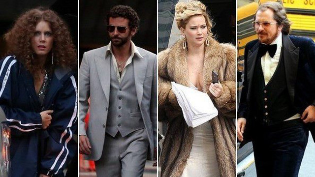 STAR POWER. 'American Hustle' stars (left to right) Amy Adams, Bradley Cooper, Jennifer Lawrence, and Christian Bale on set and in character. Photo from the 'American Hustle' Facebook page