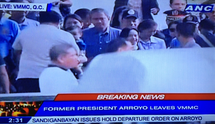 Arroyo leaves VMMC. Screen Grab from ANC.