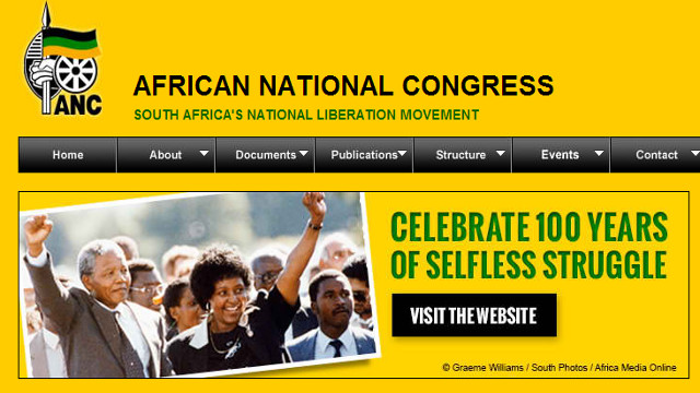 HACKED. South Africa's ruling African National Congress (ANC) says its website was hacked by Zimbabwe activists. Screenshot from ANC's website