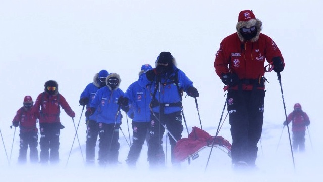 ANTARCTICA EXPEDITION. In this undated photo, Britain's Prince Harry (R), patron of Team UK in the South Pole Allied Challenge 2013 expedition during ski training in Novo, Antarctica, ahead of a charity walk to the South Pole. AFP / Robert Leveritt / Walking with the Wounded charity handout Nov 25 2013