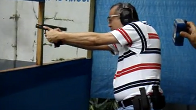 PRIVATE EXEMPTION. President Benigno Aquino III, a gun enthusiast, wants the Comelec to exempt him from the gun ban. Image circa 2008; screen grab from www.youtube.com/vbsslsd