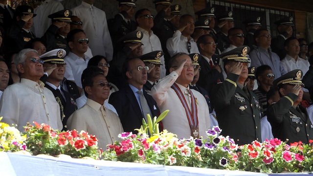 TALKS ON SABAH. President Benigno Aquino III attends the Philippine Military Academy Class of 2013 graduation ceremony in Baguio on Sunday, March 17, 2013. Photo by Rodolfo Manabat / Malacañang Photo Bureau
