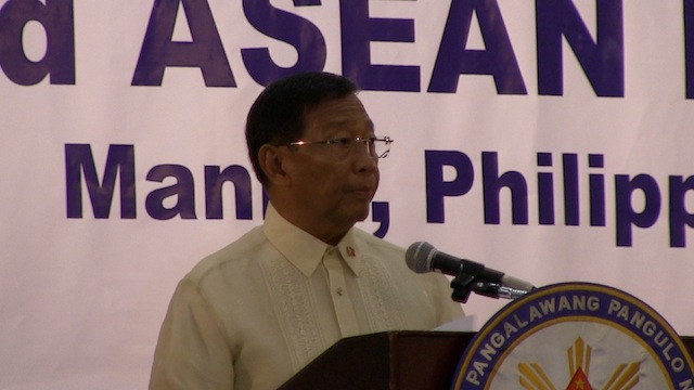 MARITIME SECURITY FOR ASEAN. Vice President Jejomar Binay delivers his speech. Screen grab from video footage by Carlos Santamaria