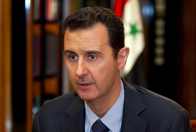 'WHY NOT RUN AGAIN?' Syrian President Bashar al-Assad speaking during a television interview with journalist Ghassan Bin Jeddo from Al Mayadeen TV in Damascus, Syria, 21 October 2013. EPA/SANA handout