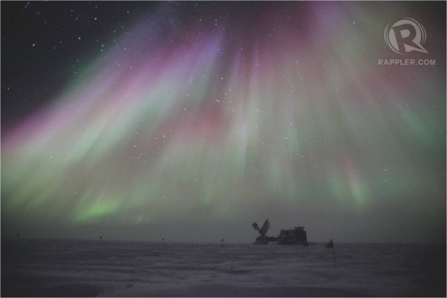 POLAR LIGHTS. Aurora australis light up the Antarctic sky. Photo by Blaise Kuo Tiong