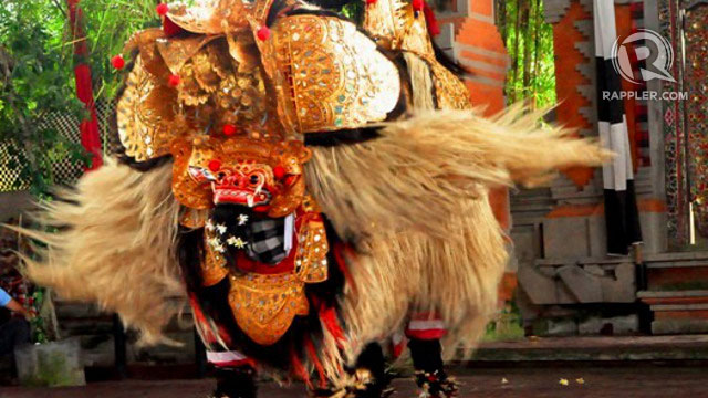 The Barong in Bali’s Barong dance. The Barong is a mythical lion-like creature said to be the king of spirits.