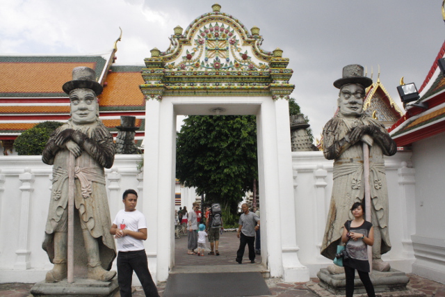 WELL-GUARDED. Dozens of these statues 'guard' the temple compound