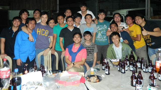 BARKADA. The author (center) reunites with his Manila friends.