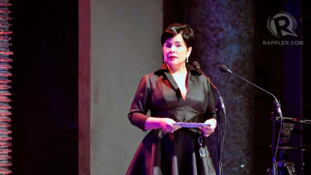 Jaclyn Jose looked classic in a black ladylike frock and red lips