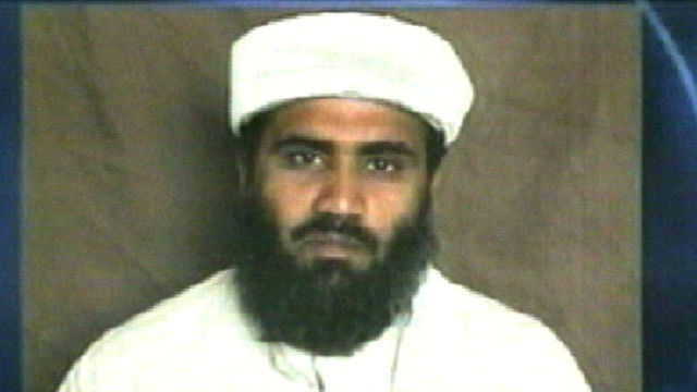 This video grab taken June 2002 from the Qatar-based al-Jazeera satellite television channel shows a photo of Suleiman Abu Ghaith, a spokesman for the al-Qaeda network, who announced in a recorded statement that chief terror suspect Osama bin Laden, his right-hand man Ayman Zawahri and fugitive Afghan Taliban Mullah Mohammad Omar were alive and threatened new attacks on the US. Photo from EPA/ AL-JAZEERA