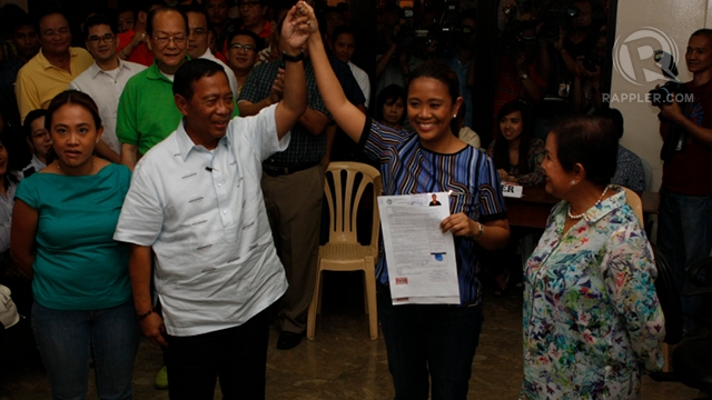 FATHER'S DAUGHTER. Vice President Jejomar Binay says her daughter will carry the "Binay brand" of public service in her senatorial bid. Photo by Don Regachuela
