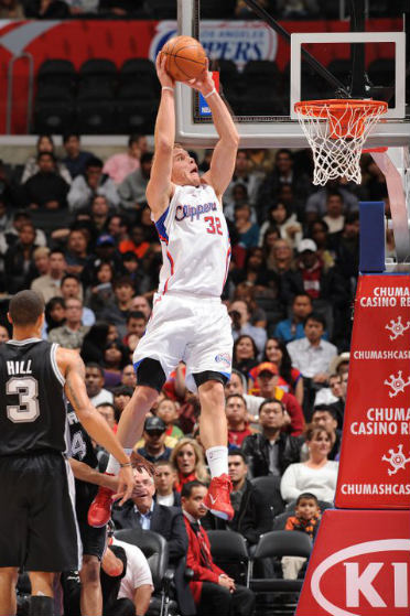 Blake Griffin #32 of the Los Angeles Clippers rises for a dunk against the San Antonio Spurs at Staples Center. Photo from Blake Griffin's official Facebook page.