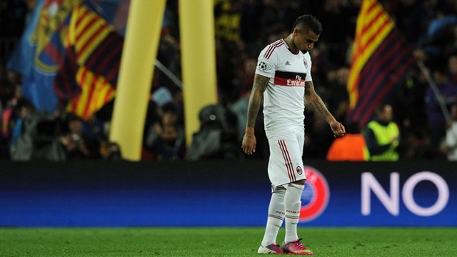 FED UP. AC Milan's Ghanaian player Kevin-Prince Boateng has walked off the field before after racist comments from fans. Photo by AFP/Lluis Gene
