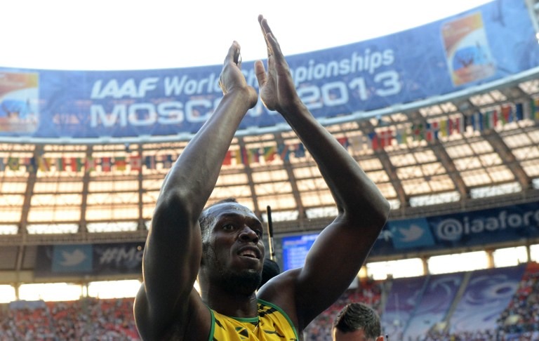 ANOTHER WIN. Jamaica's Usain Bolt celebrates after winning the men's 200 meters final at the 2013 IAAF World Championships at the Luzhniki stadium in Moscow on August 17, 2013. Photo by AFP / Kirill Kudryavtsev
