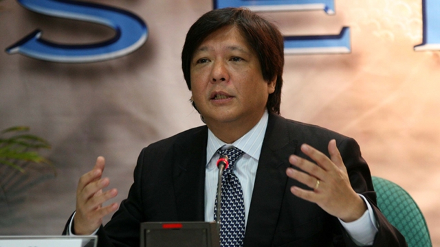 EXPLAIN USE. Sen Bongbong Marcos files a resolution calling on the Senate to probe the OWWA's use of the emergency repatriation fund following reports on the sex-for-flight scheme. File photo by Senate PRIB, Cesar Tomambo