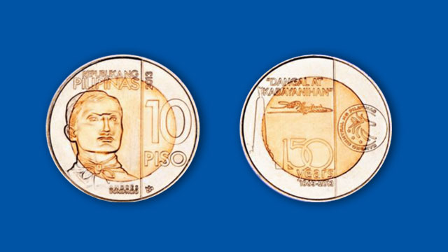 P10 BONIFACIO COIN. The Bangko Sentral ng Pilipinas (BSP) issued these commemorative 10-peso Andres Bonifacio coins for the hero's 150th birth anniversary. Image from BSP's press release