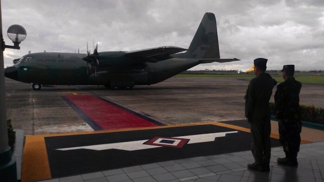 OFF TO TACLOBAN: Military cargo planes fly to Tacloban City to bring in equipment and personnel. Photo by Major Angelo Guzman