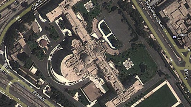 UNDER SIEGE. Google Maps aerial view of the Presidential Palace in Cairo, Egypt