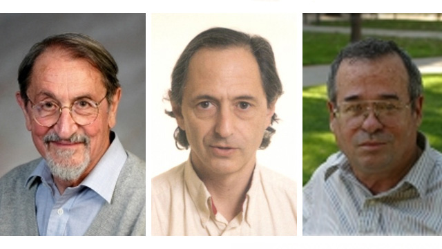 CHEMISTRY AWARDEES. (L-R) Martin Karplus, Michael Levitt, and Arieh Warshel. Images courtesy of the Nobel Prize