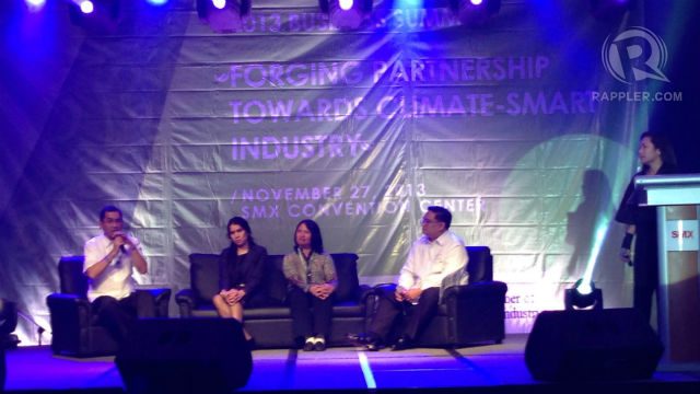 GREEN COMPANIES. A panel of corporate executives share their best green practices to the audience.