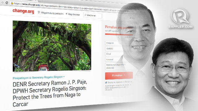 SAVE THE TREES. Cebuanos join an online petition to save century old trees. Head photos courtesy of www.denr.gov.ph and www.dpwh.gov.ph