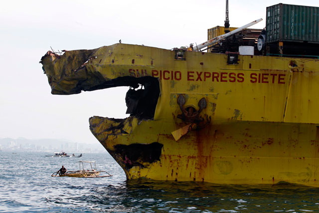 FIFTH TRAGEDY. The damaged Sulpicio Express Siete cargo ship. Photo by EPA/Dennis Sabangan