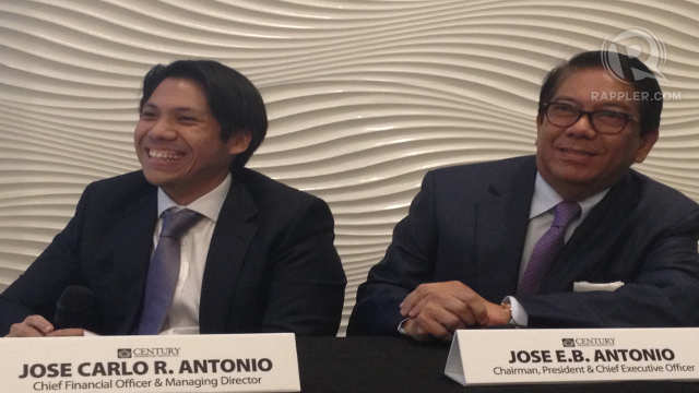 ROBUST GROWTH. Century Properties' CEO and CFO have a reason to smile as the company books 114% profit growth in 2012. Photo by Rappler/Aya Lowe