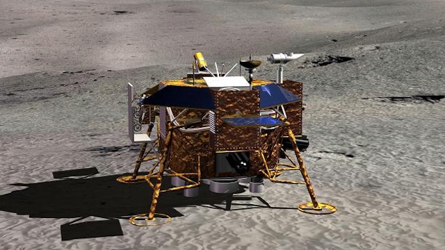 CHINA MOON ROVER. Artist impression of Chang'e 3 on the Moon surface. Image courtesy of dragoninspace.com