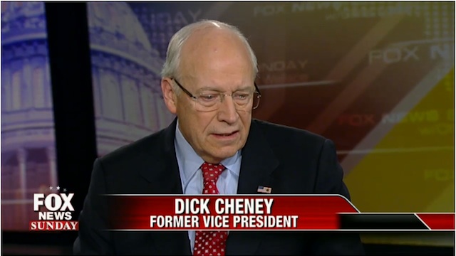 Former US Vice President Dick Cheney in an interview on "Fox News Sunday" June 16, 2013. Frame grab courtesy of Fox News.