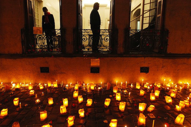 REMEMBER SEPTEMBER 11. Lighted candles outside Londres 38 (one of the main centers of torture during the Chilean dictatorship by Augusto Pinochet), in Santiago, Chile, on 11 September 2013. EPA/Mario Ruiz