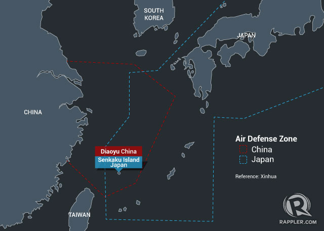 DANGEROUS? A map of China's proposed air defense zone that includes disputed islands. Image from Xinhua's Twitter account