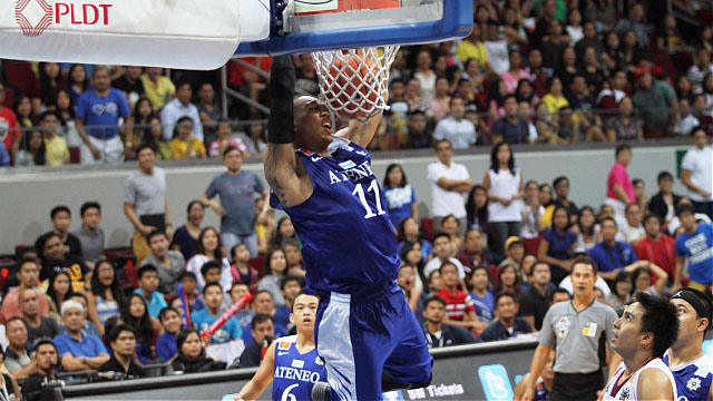 NEW-SLAM. Chris Newsome punctuated the Eagles' win with a jam. Photo by Rappler/Josh Albelda.