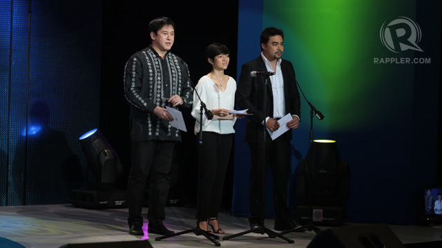 Phillip Salvador, Joyce Bernal and Sid Lucero presenting the second batch of awards