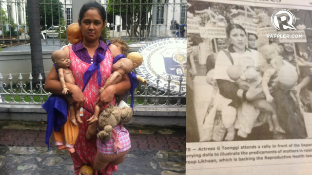 NEWSWORTHY? Instead of the picture of this woman carrying dolls in protest, a newspaper published a picture of the author carrying the same dolls
