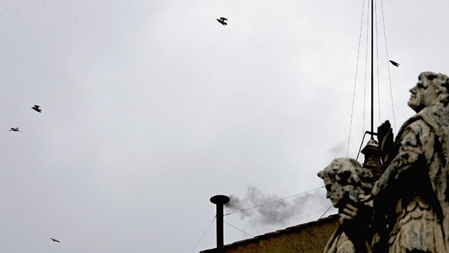 NO POPE. Black smoke means cardinals will have to repeat the voting process. File photo from AFP