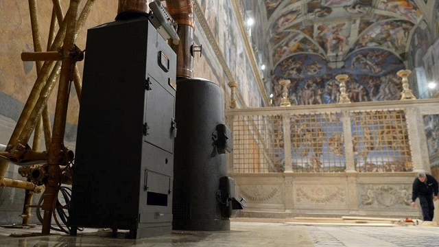 BURNING BALLOTS. Once a pope is elected, two stoves will produce the iconic white smoke. Photo from AFP