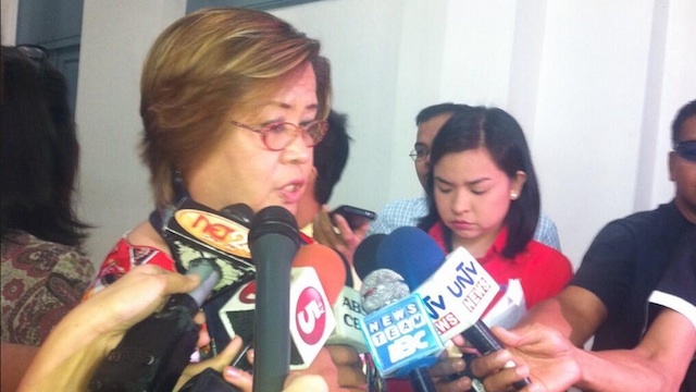 DISMISSIBLE. Justice Secretary Leila de Lima says the appeal of the Napoleses to stop their arrests should be dismissible. Photo by Rappler