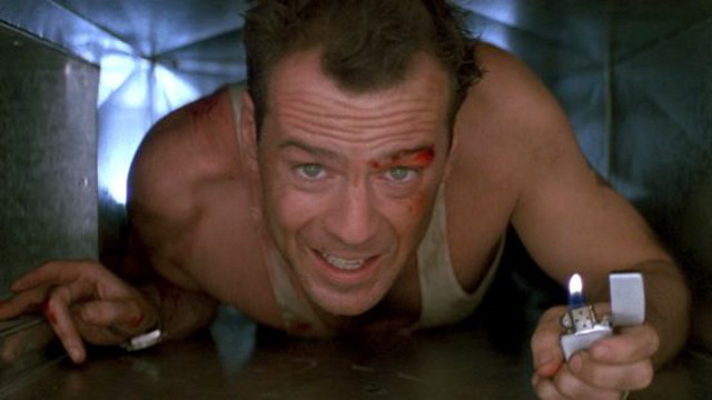 ALWAYS IN A TIGHT FIX. Bruce Willis in the first 'Die Hard.' All photos by 20th Century Fox