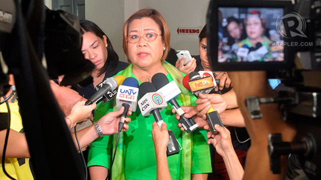 NAPOLES PROBE. Justice Secretary Leila de Lima on August 17 says the passport of Janet Napoles has been cancelled. File photo by Rappler