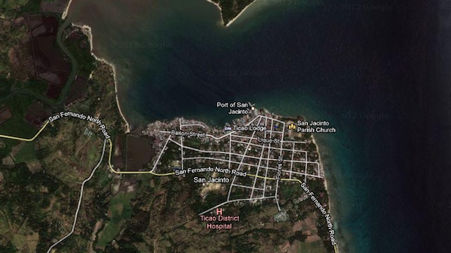 CRASH AREA. Google Maps aerial image of the area where the drone crashed in the waters off Masbate
