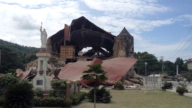 AFTERMATH. Damage to the roof and structure of the Church of San Pedro in Loboc, Bohol is seen after a major 7.2 magnitude earthquake struck the region. Photo courtesy of Robert Michael Poole (@tokyodrastic)
