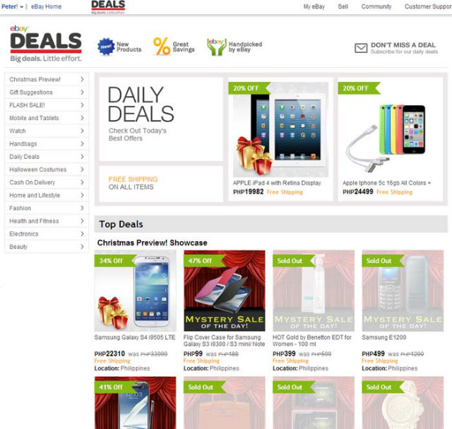 EBAY.PH. Aside from offering more than 40 million product listings from around the world, their Deals page also has gadgets and accessories at a fraction of the original price.
