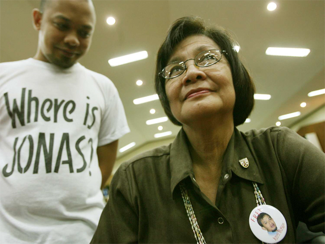 MOTHER AND SON. Edita and JL Burgos during a Court of Appeals hearing. File photo from Newsbreak