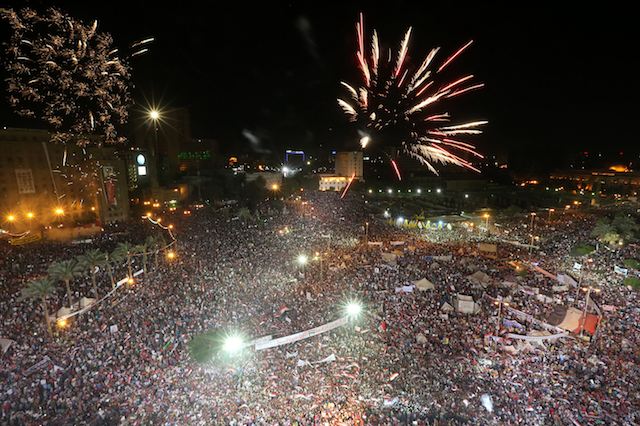 MORE PROTESTS. Egyptian opponents of ousted President Mohamed Morsi gather at Tahrir Square in Cairo, Egypt, 26 July 2013. Photo by EPA/Mohammed Saber