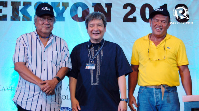 CANDIDATES. Mayor Emano (left) with Fr.Bobby Yap SJ (center) and Governor Moreno(right) after the debate. Photo taken from Moreno's facebook page