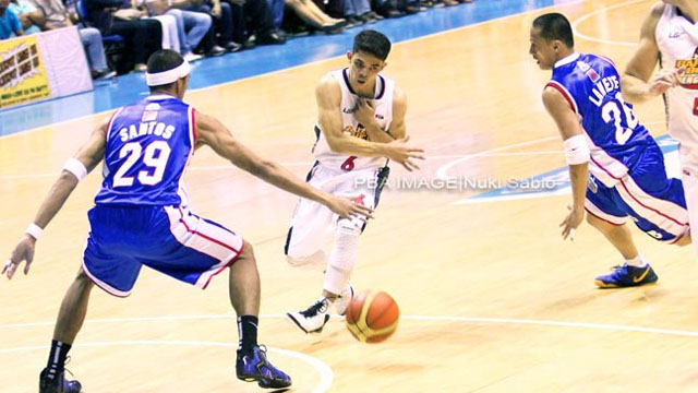 STOPPED. Monfort and Barako's run was put to an end by Santos and Petron. Photo by PBA Images/Nuki Sabio.