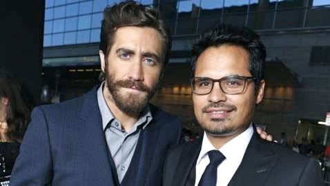 'END OF WATCH' STARS Jake Gyllenhaal and Michael Pena at the LA premiere of the movie. Image from the movie's Facebook page